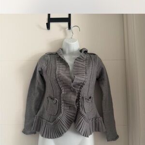 White black house Women's Gray Ruffled Jacket
